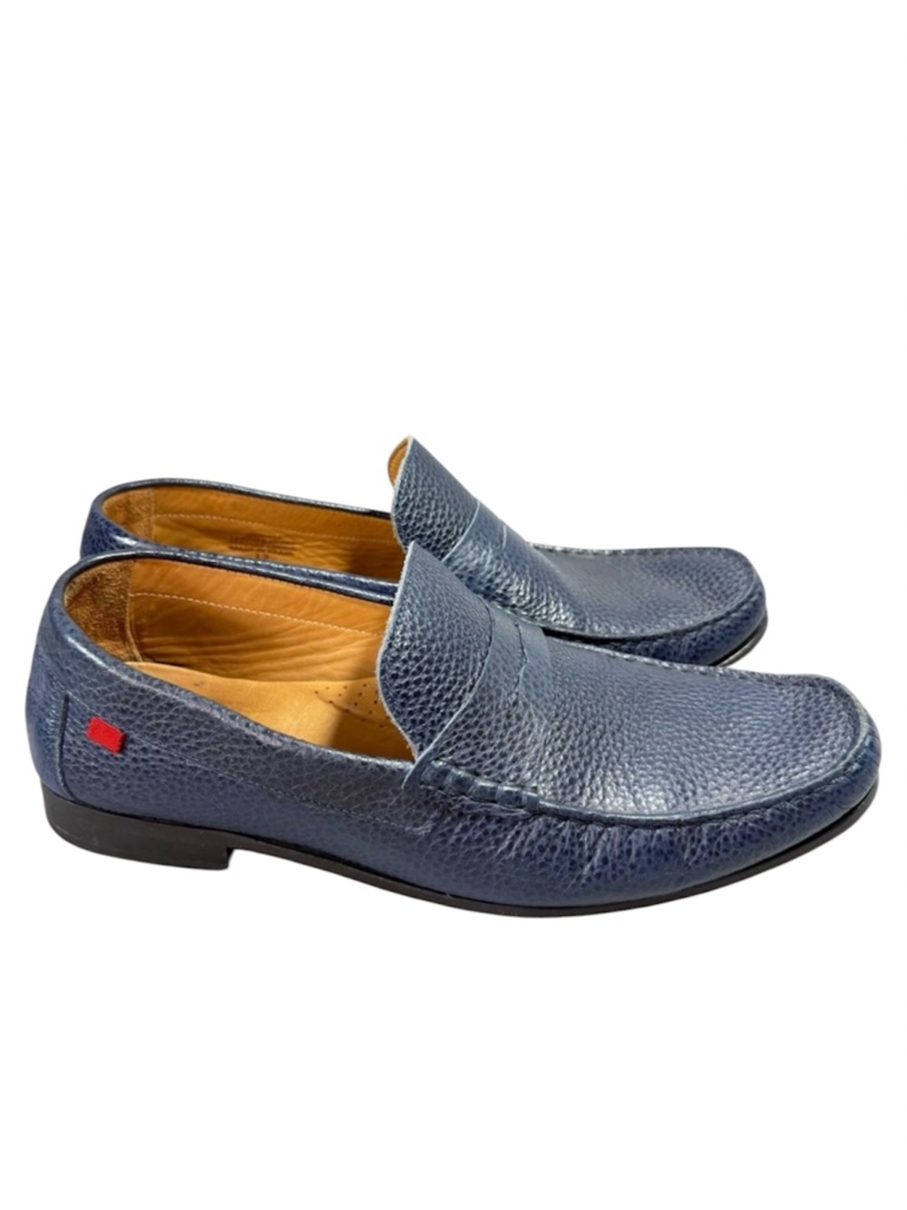 MARC JOSEPH NEW YORK Windsor Place Blue Pebbled Leather Penny Loafers